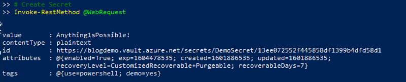 Create Secret Output