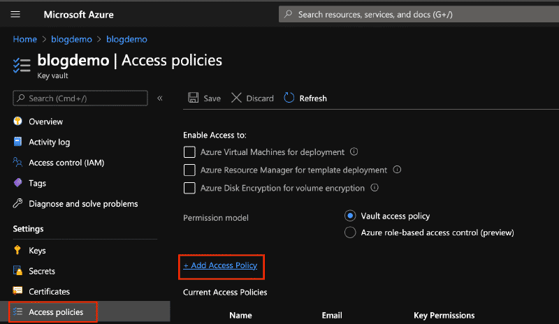 KeyVault Access - Step 1