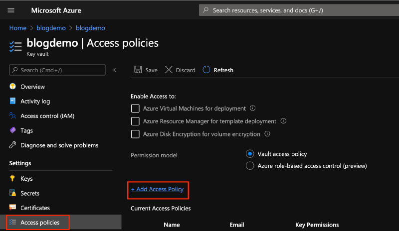 KeyVault Access - Step 1