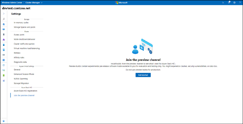 Azure Stack HCI Preview Channel enablement in Windows Admin Center