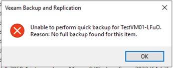 Veeam UI Errror attempting quick backup of VCD VM