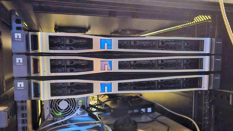 Three QCT QuantaGrid D52B-1U servers installed in the rack