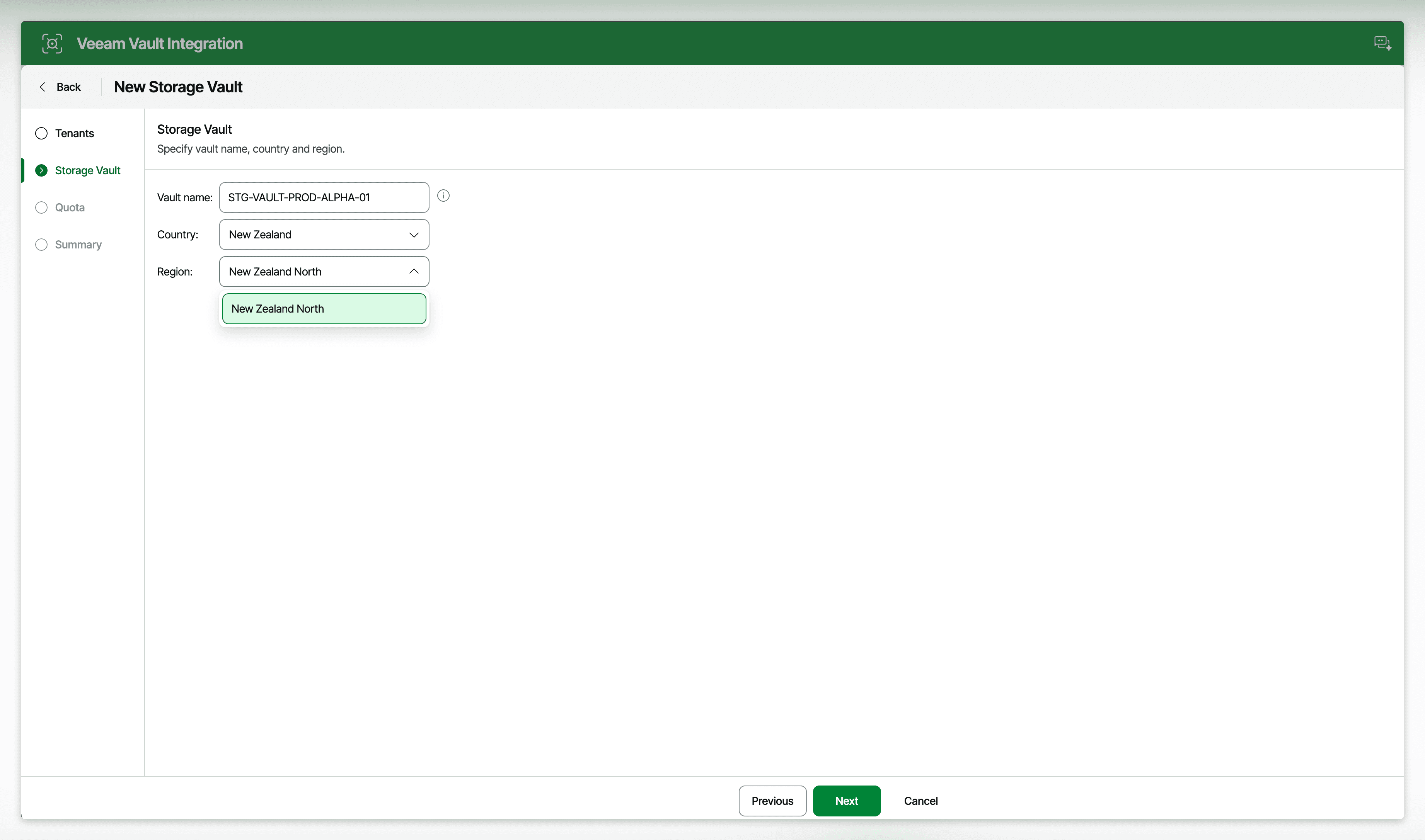 Web UI Showing Available Regions and Data Centers